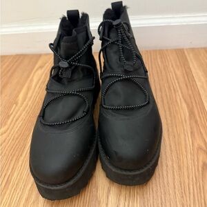 UGG Black Platform Lace-Up Ankle Boots